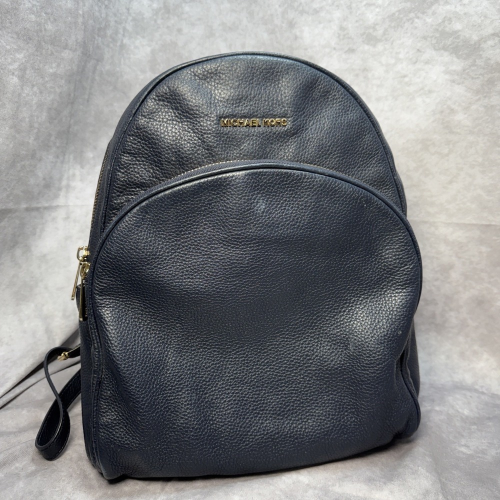 Michael Kors Zip‎ Backpack Large Pebble Leather Navy Blue 14"x 12"